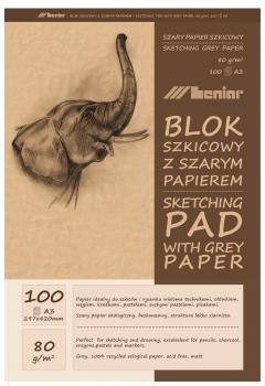 Leniar Skizzenblock ELEFANT mit graubraunem Papier 80 g