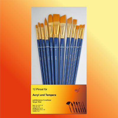 KP-Sets-Acryl-Tempera-400 ELCO Kunsthaarpinsel-set/12 Tlg.- Acryl und Tempera