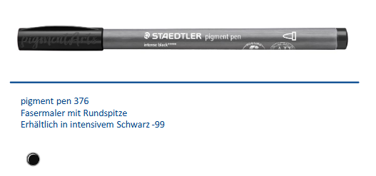 Staedtler Pigment Pen 376 Intense Black 1.0