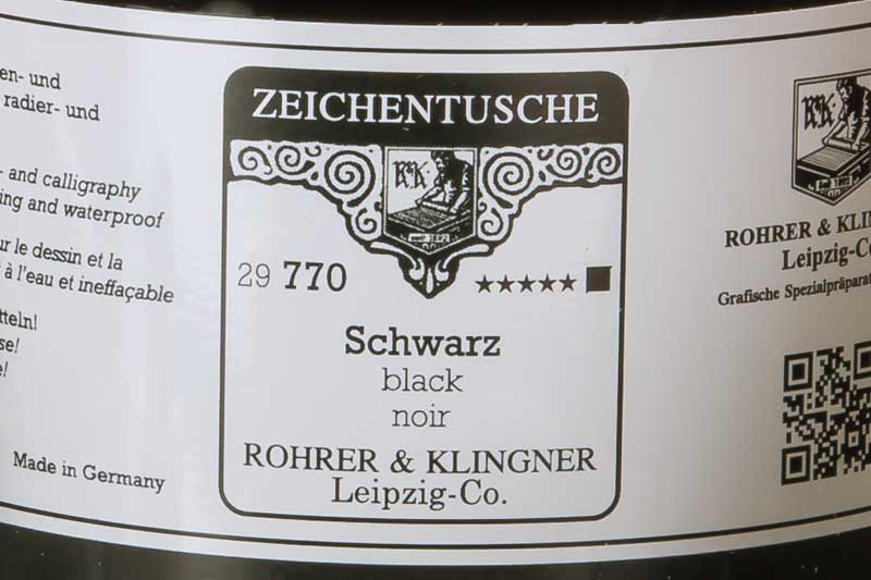 Rohrer and Klingner Zeichentusche 1L Schwarz #770
