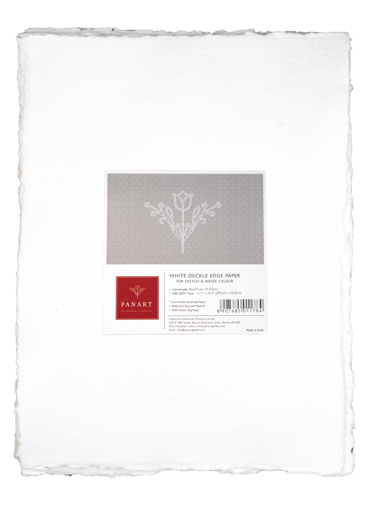22x30-300-GSM PANART White Deckle Edge Bögen, Pack of 10 -