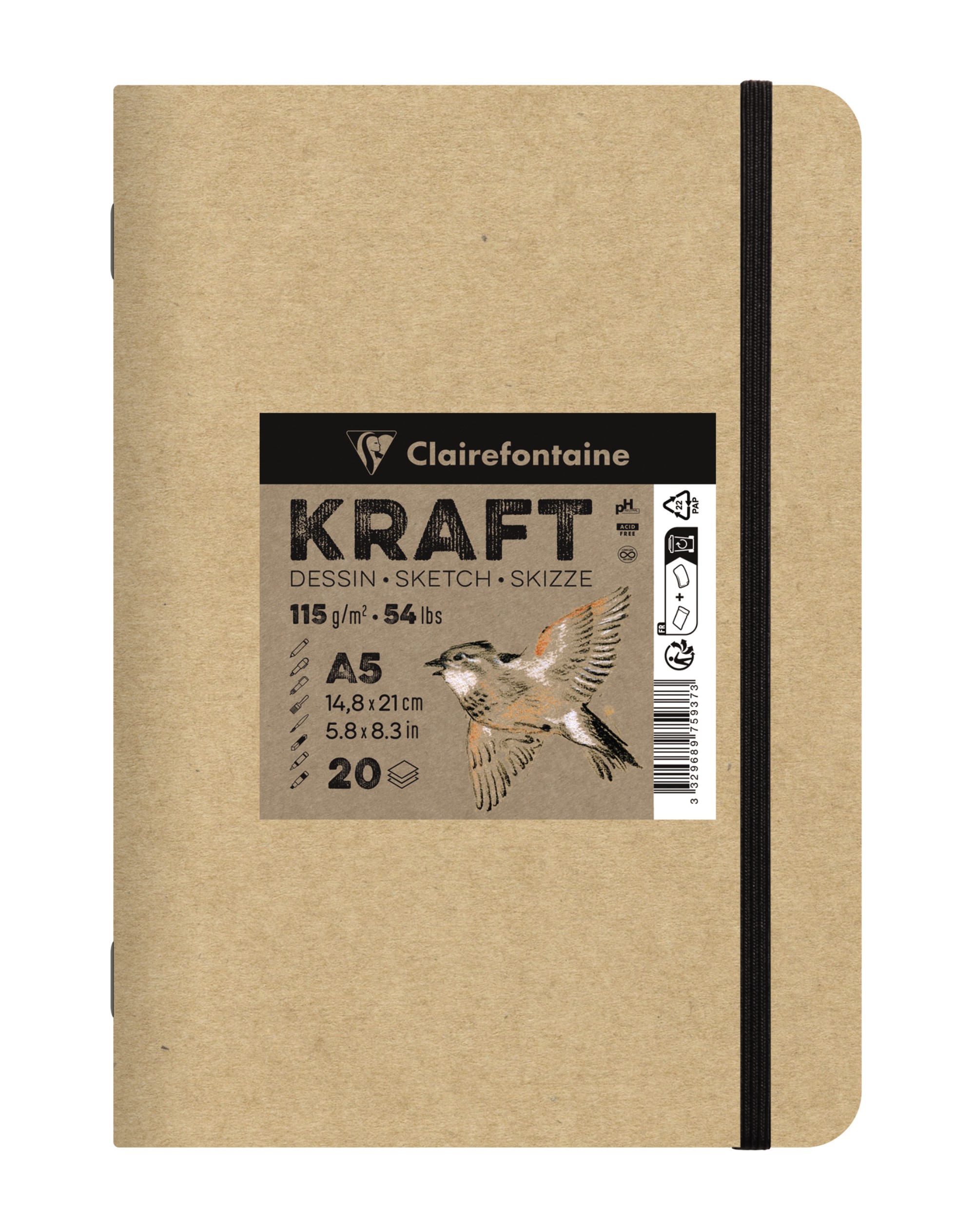 Clairefontaine Kraft Natur Skizzenhefte 115g