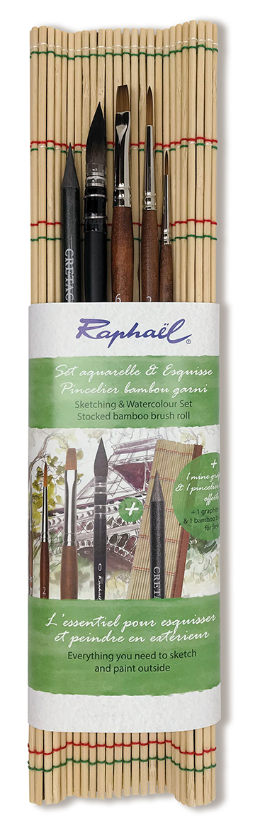 Raphael Bambus-Reisepinsel-Mappe Set MAXI 28cm