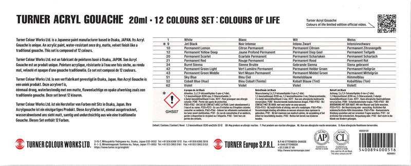 Turner Acryl Gouache Set Colours of Life 12x20ml