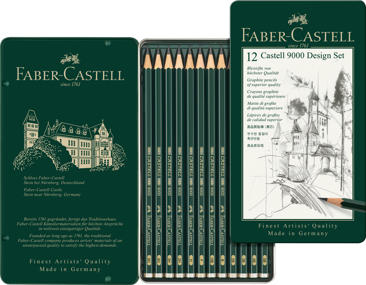 119064_Castell-9000-graphite-pencil-Design-Set-tin-of-12_Office_18976 Faber-Castell Bleistift Castell 9000 12er Set