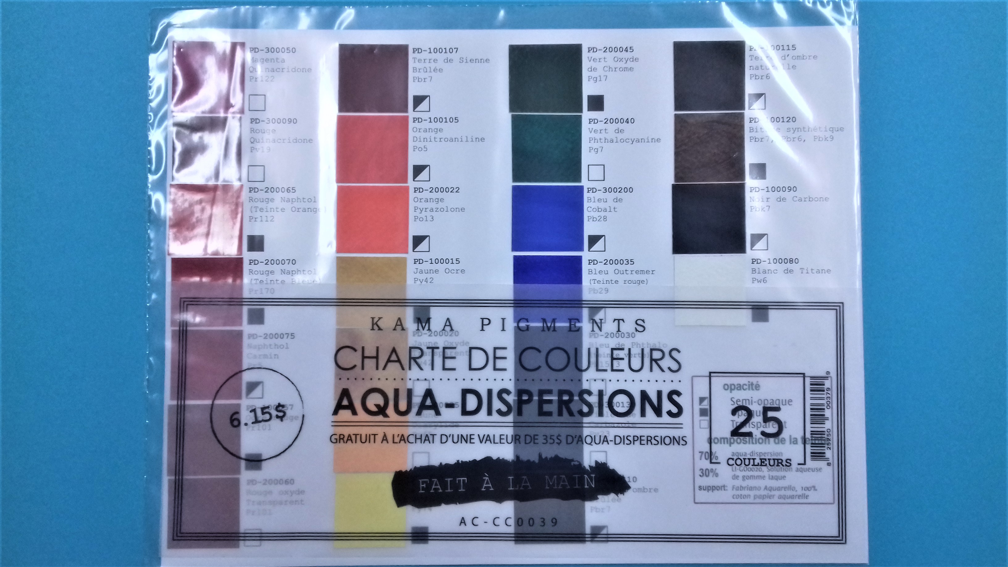 Kama Pigments Aqua-Dispersions Color Chart