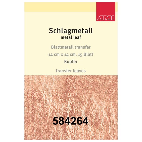 slagmetaal-transfer-14x14cm-koper-pk-a-15-vel AMI Schlagmetall Blattmetall Transfer 14x14cm 15 Blatt Kupfer