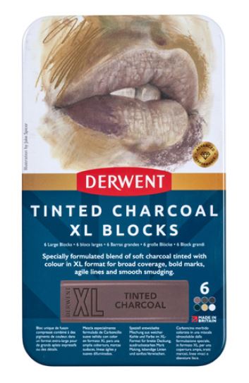 Derwent XL Tinted Charcoal Block Metal Tin 6