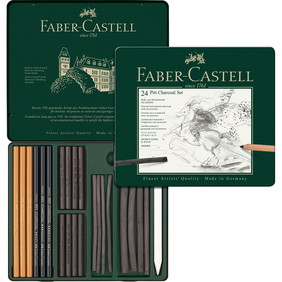 Faber-Castell PITT Charcoal Set 24er Metalletui