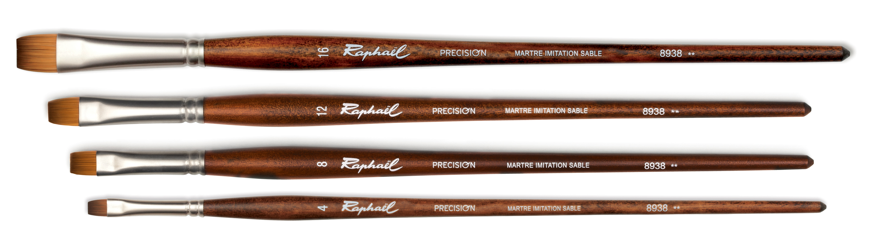 8938-Echelle1 Raphael Precision oil und Acryl Pinsel 8938, flach und kurz