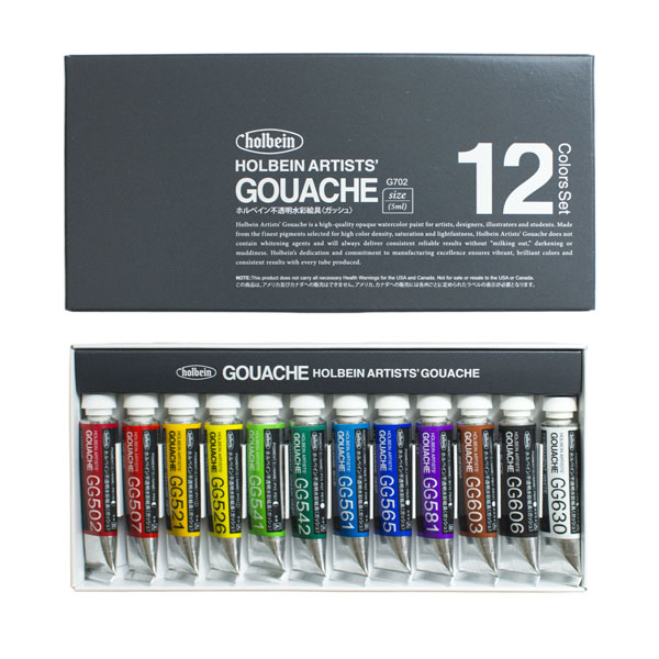 Holbein Artists Gouache Set of 12 Colours (5 ml)